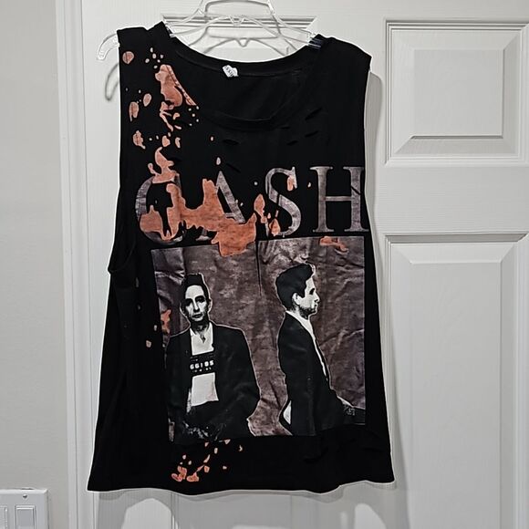 Distressed Johnny Cash Tank Top - Picture 1 of 4